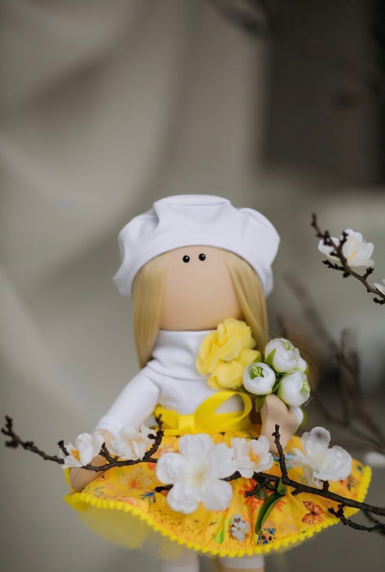 Lily - Handmade Doll with flowers