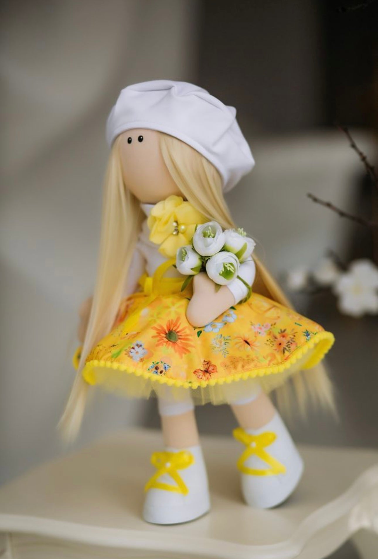 Lily - Handmade Doll with flowers