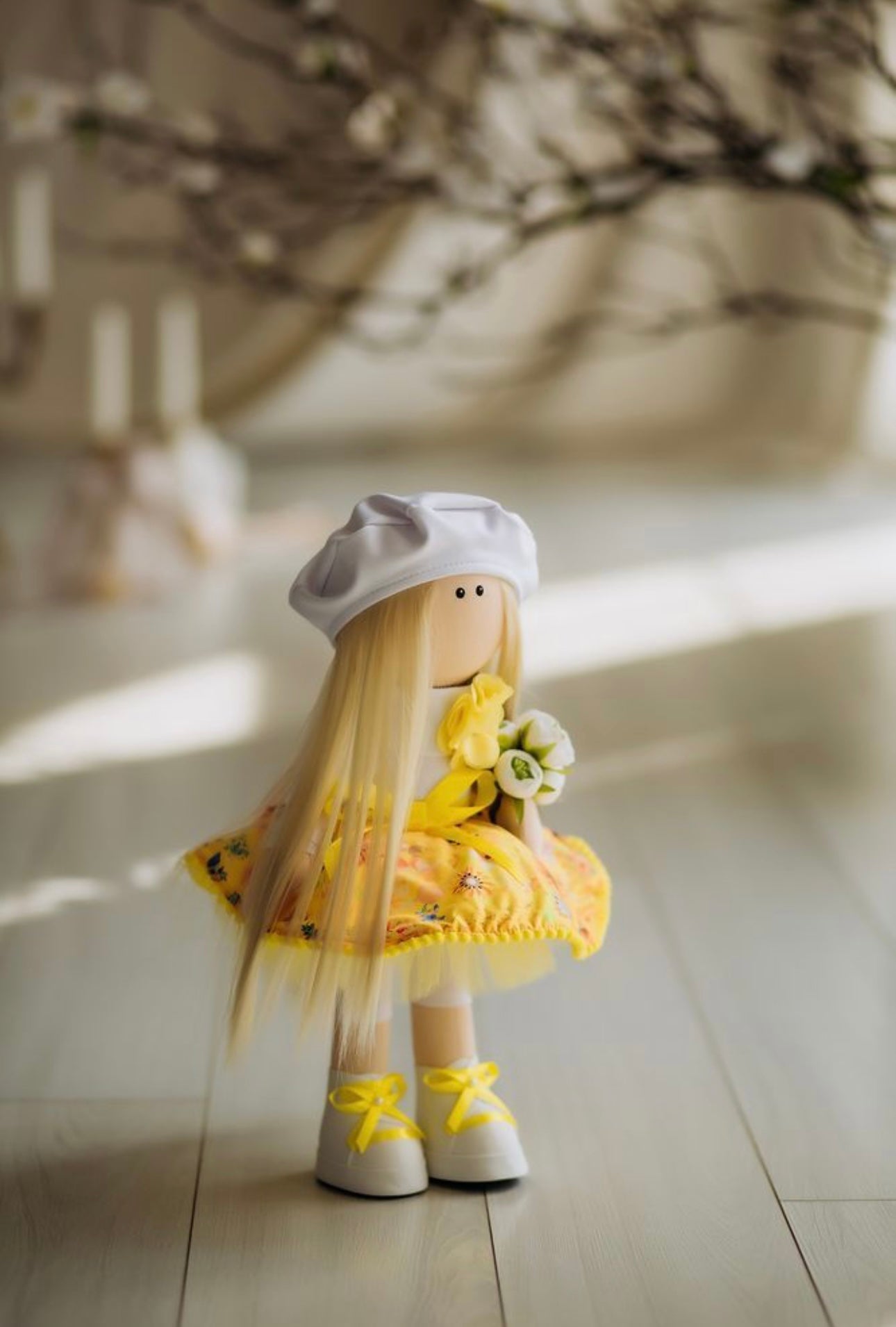 Lily - Handmade Doll with flowers