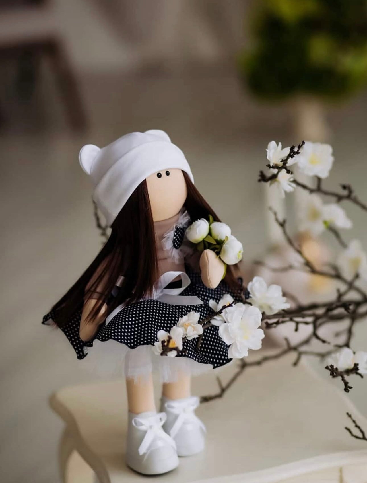 Elin - Handmade Doll with flowers